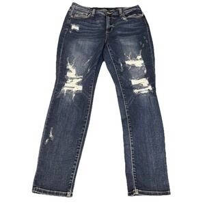 Judy Blue Women's Denim Blue Jeans 13/31x29 Mid Rise Boyfriend Fit Distressed